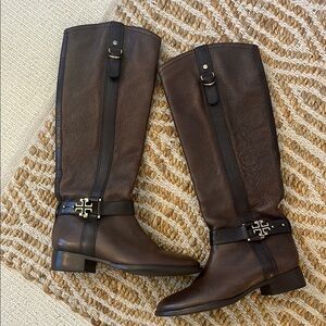 Tory Burch Dark Brown Leather Tall Boots
